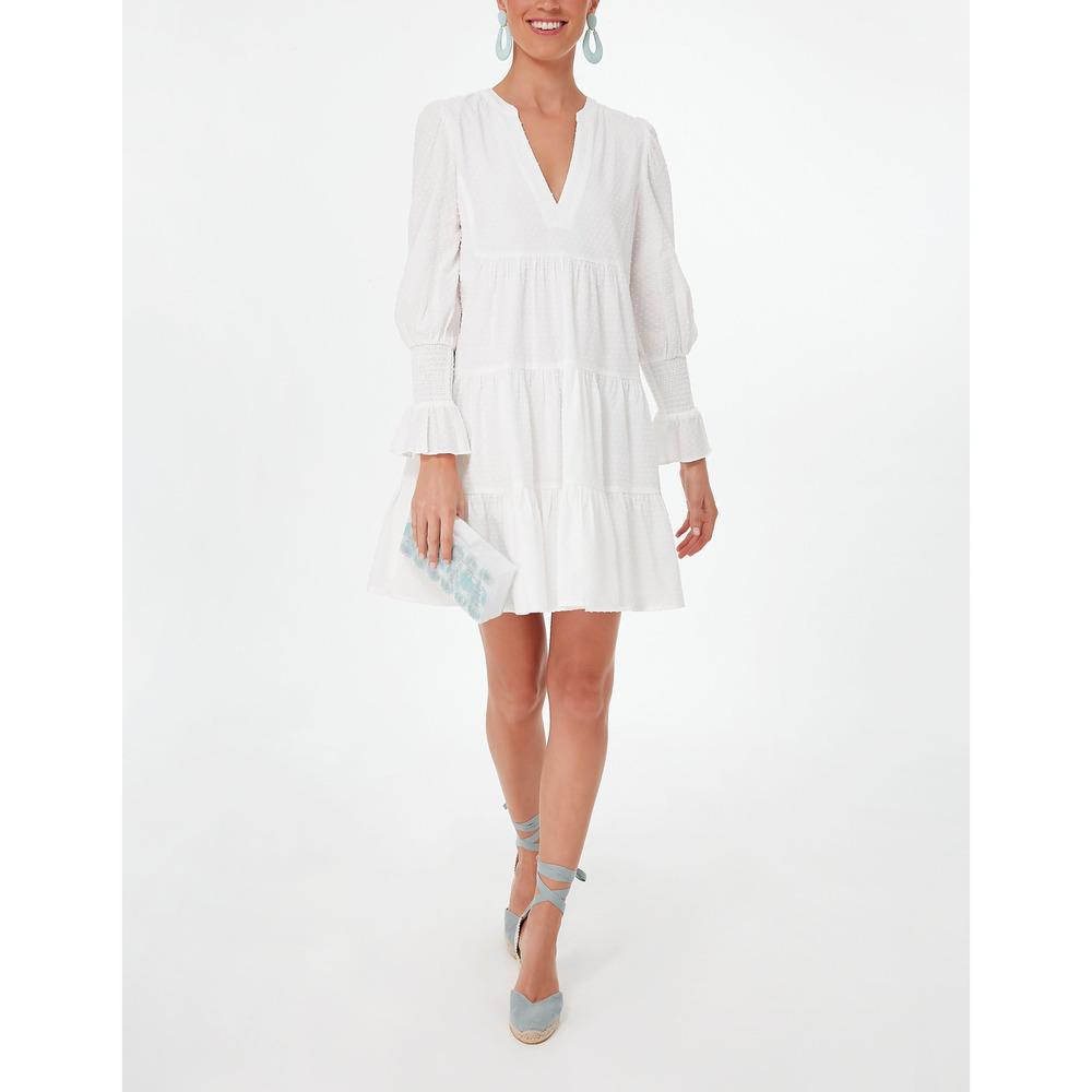 Tuckernuck 'Swiss Dot Kenzo' White Sleeveless V Neck Cotton Dress Size XS